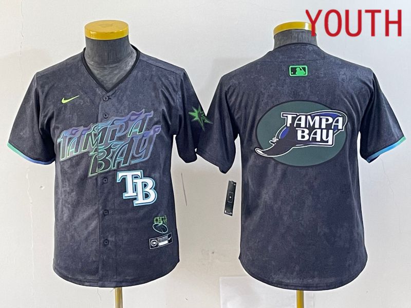 Youth Tampa Bay Rays Blank Nike MLB Limited City Connect Black 2024 Jersey style 3